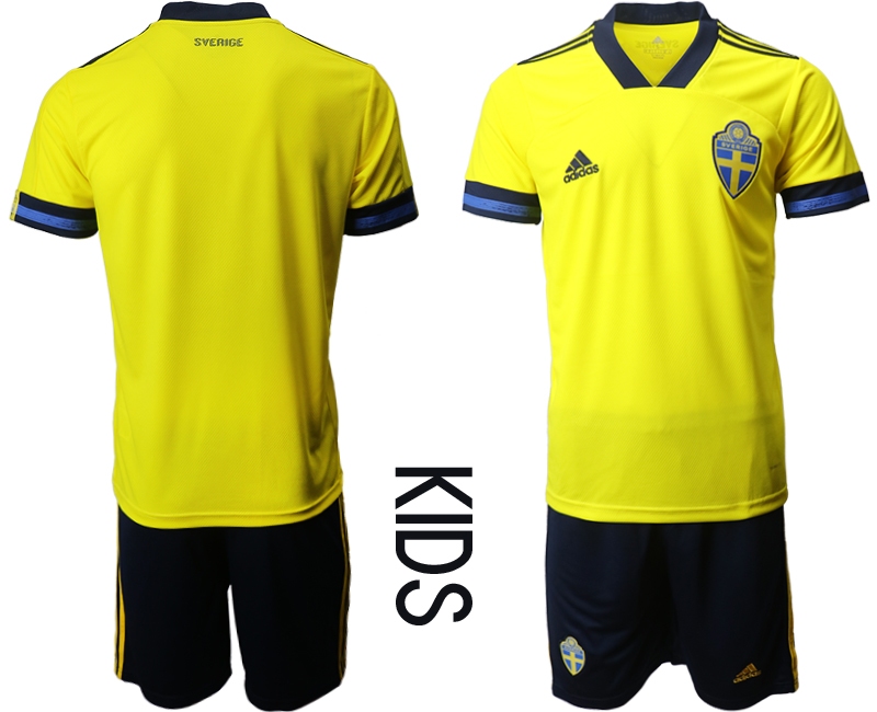 Youth 2021 European Cup Sweden home yellow Soccer Jersey->sweden jersey->Soccer Country Jersey